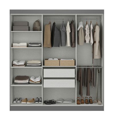 Guarda-Roupa Casal German 6 Portas 2 Gavetas com Espelho Preto - Maxel