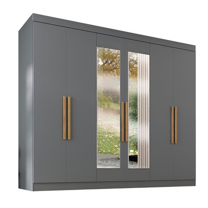 Guarda-Roupa Casal German 6 Portas 2 Gavetas com Espelho Onix - Maxel