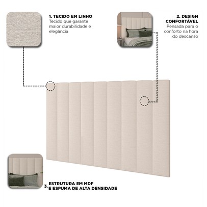 Cabeceira Box Casal Concept Linho Natural Claro - Gelius