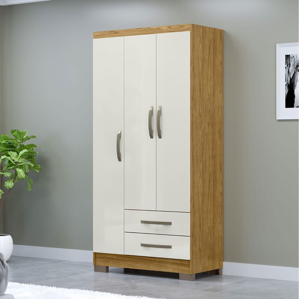 Guarda-Roupa Solteiro Santiago 3 Portas Marrocos/Off White - Mx Móveis