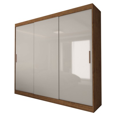 Guarda-Roupa Casal Columbia 3 Portas 2 Gavetas 100% Mdf Off White/Nogueira - Panorama Móveis
