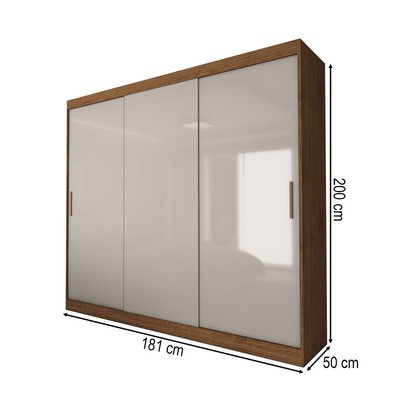 Guarda-Roupa Casal Columbia 3 Portas 2 Gavetas 100% Mdf Off White/Nogueira - Panorama Móveis