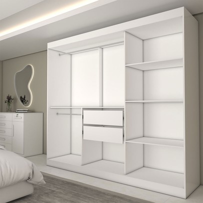 Guarda-Roupa Casal Columbia 3 Portas 2 Gavetas 100% Mdf Branco - Panorama Móveis
