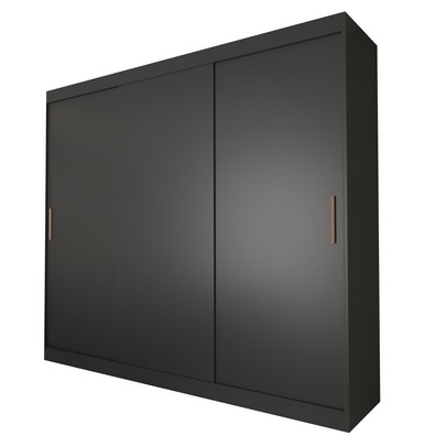 Guarda-Roupa Casal Columbia 3 Portas 2 Gavetas 100% Mdf Preto - Panorama Móveis