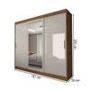 Guarda-Roupa Casal Columbia 3 Portas 2 Gavetas com Espelho 100% Mdf Off White/Nogueira - Panorama Móveis
