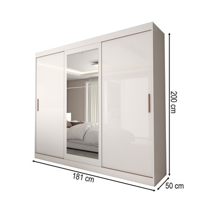 Guarda-Roupa Casal Columbia 3 Portas 2 Gavetas com Espelho 100% Mdf Branco - Panorama Móveis