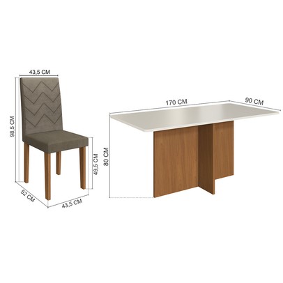 Mesa Jantar 6 Lugares Denver Freijo/Off White/Cacau - Panorama Móveis