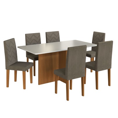 Mesa Jantar 6 Lugares Denver Freijo/Off White/Cacau - Panorama Móveis