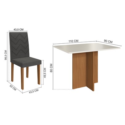 Mesa de Jantar 4 Lugares Denver Freijo/Off White/Grafite - Panorama Móveis