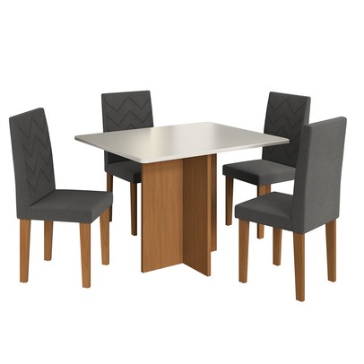 Mesa de Jantar 4 Lugares Denver Freijo/Off White/Grafite - Panorama Móveis