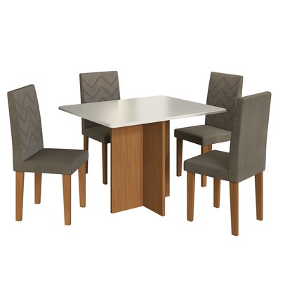 Mesa de Jantar 4 Lugares Denver Freijo/Off White/Cacau - Panorama Móveis