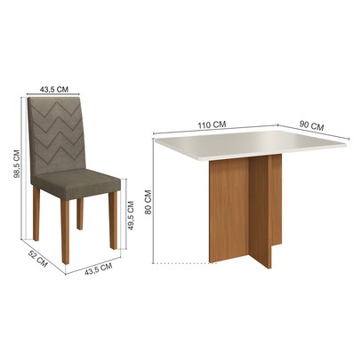 Mesa de Jantar 4 Lugares Denver Freijo/Off White/Cacau - Panorama Móveis