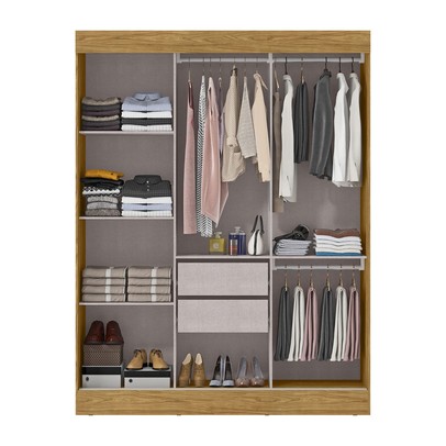 Guarda-Roupa Casal Sirius 3 Portas 2 Gavetas Marrocos/Off White - Mx Móveis
