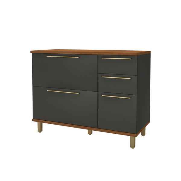 Balcão de Cozinha para Pia 120 Cm Munique 2 Portas 3 Gavetas Freijó/Chumbo - Indékes