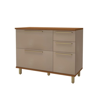 Balcão de Cozinha para Pia 120 Cm Munique 2 Portas 3 Gavetas Freijó/Camurça - Indékes