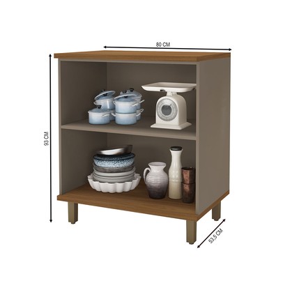 Balcão de Cozinha 93 Cm Munique 2 Portas Freijó/Camurça - Indékes