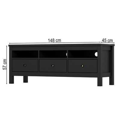 Rack para TV Até 65 Polegadas Indiana 3 Gavetas Preto - Henn