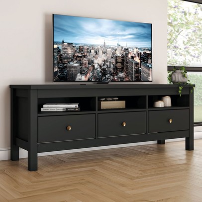 Rack para TV Até 65 Polegadas Indiana 3 Gavetas Preto - Henn