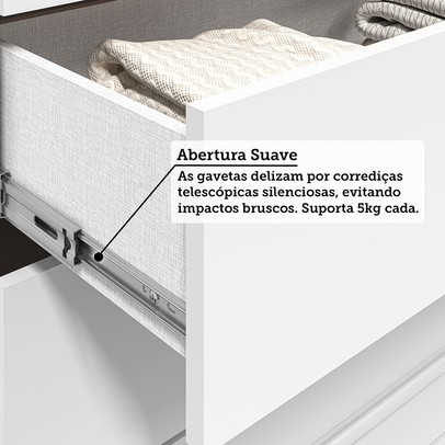 Guarda-Roupa Casal Eliza 6 Portas 6 Gavetas com Espelho 100% Mdf Branco/Cinamomo - Acp Móveis