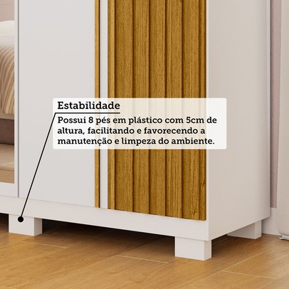 Guarda-Roupa Casal Eliza 6 Portas 6 Gavetas com Espelho 100% Mdf Branco/Cinamomo - Acp Móveis