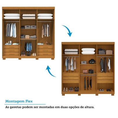 Guarda-Roupa Casal Eliza 6 Portas 6 Gavetas com Espelho 100% Mdf Cinamomo/Off White - Acp Móveis