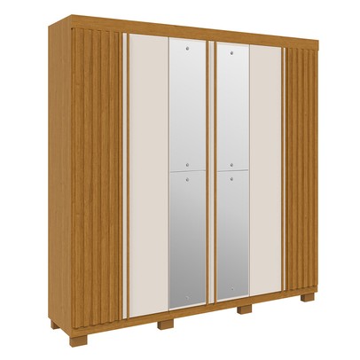 Guarda-Roupa Casal Eliza 6 Portas 6 Gavetas com Espelho 100% Mdf Cinamomo/Off White - Acp Móveis