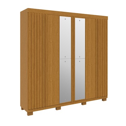 Guarda-Roupa Casal Eliza 6 Portas 6 Gavetas com Espelho 100% Mdf Cinamomo - Acp Móveis