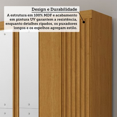 Guarda-Roupa Casal Eliza 6 Portas 6 Gavetas com Espelho 100% Mdf Cinamomo - Acp Móveis