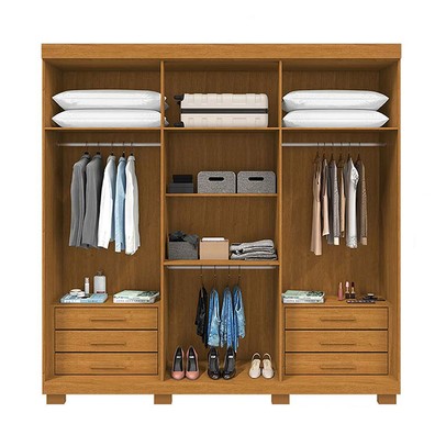 Guarda-Roupa Casal Eliza 6 Portas 6 Gavetas com Espelho 100% Mdf Cinamomo - Acp Móveis