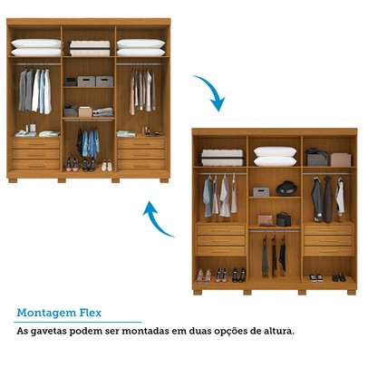 Guarda-Roupa Casal Eliza 6 Portas 6 Gavetas com Espelho 100% Mdf Cinamomo - Acp Móveis