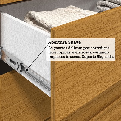 Guarda-Roupa Casal Eliza 6 Portas 6 Gavetas com Espelho 100% Mdf Cinamomo - Acp Móveis