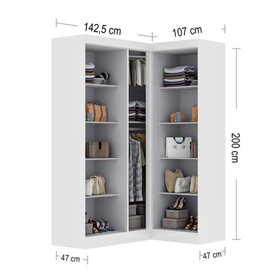 Guarda-Roupa Solteiro Modulado German 5 Portas Branco - Maxel