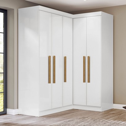 Guarda-Roupa Solteiro Modulado German 5 Portas Branco - Maxel