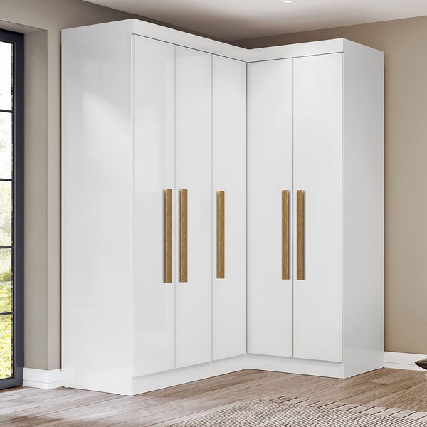Guarda-Roupa Solteiro Modulado German 5 Portas Branco - Maxel