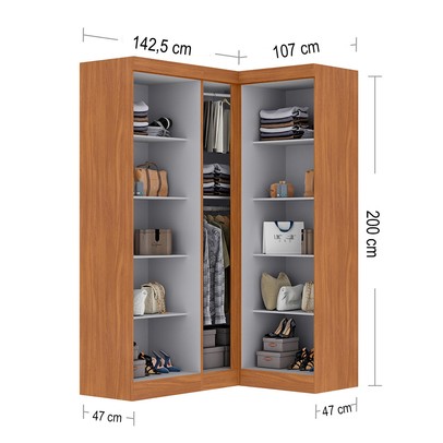 Guarda-Roupa Solteiro Modulado German 5 Portas Cinamomo/Off White - Maxel