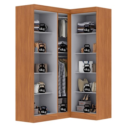 Guarda-Roupa Solteiro Modulado German 5 Portas Cinamomo/Off White - Maxel