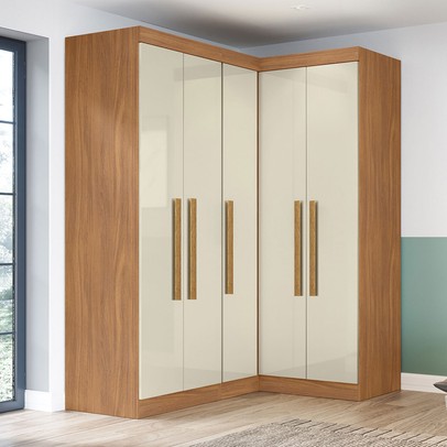 Guarda-Roupa Solteiro Modulado German 5 Portas Cinamomo/Off White - Maxel