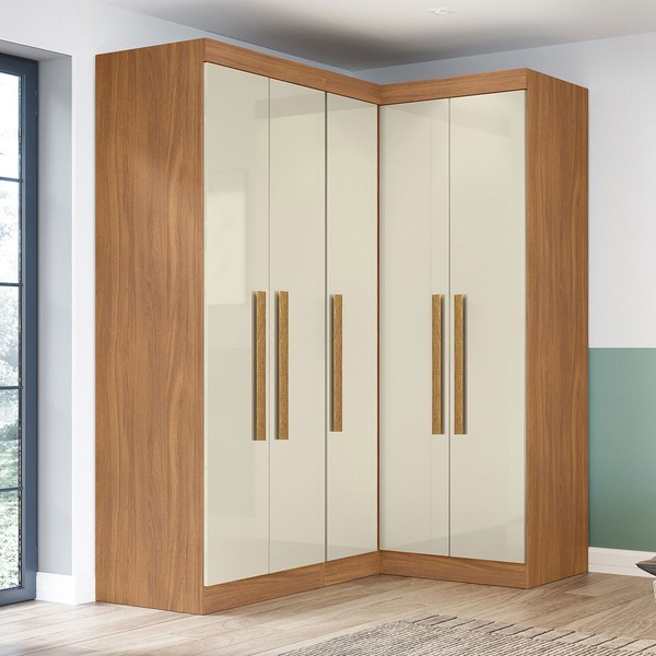 Guarda-Roupa Solteiro Modulado German 5 Portas Cinamomo/Off White - Maxel
