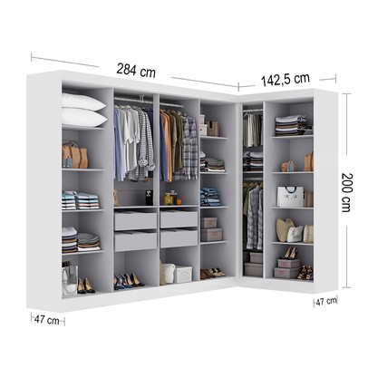 Guarda-Roupa Modulado German 11 Portas 4 Gavetas Branco - Maxel