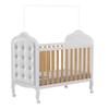 Berço Elô Minicama 3 em 1 com Capitonê 100% Mdf Branco Brilho/Amêndoa/Corino Branco - Móveis Peroba