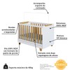 Berço Zuri Minicama 4 em 1 Americano 100% Mdf Branco Brilho/Amêndoa - Móveis Peroba