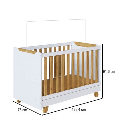 Berço Zuri Minicama 4 em 1 Americano 100% Mdf Branco Brilho/Amêndoa - Móveis Peroba