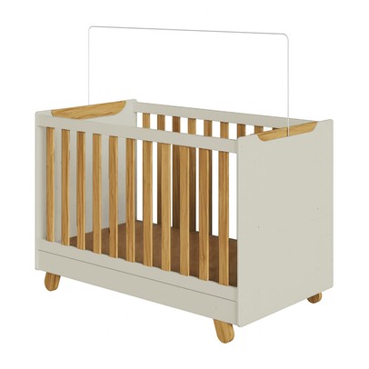 Berço Zuri Minicama 4 em 1 Americano 100% Mdf Off White/Amêndoa - Móveis Peroba