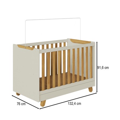 Berço Zuri Minicama 4 em 1 Americano 100% Mdf Off White/Amêndoa - Móveis Peroba