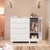 Cômoda Infantil Elô 1 Porta 4 Gavetas 100% Mdf 4463 Branco Brilho - Móveis Peroba