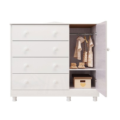Cômoda Infantil Elô 1 Porta 4 Gavetas 100% Mdf Branco Brilho - Móveis Peroba