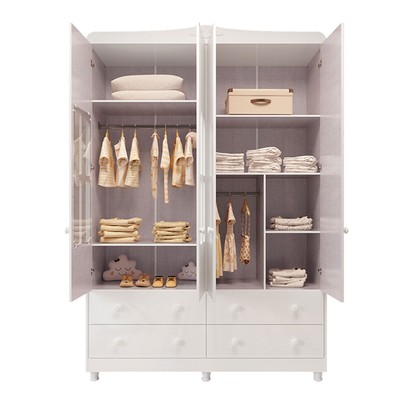 Guarda-Roupa Infantil Elô 4 Portas 4 Gavetas 100% Mdf 4460 Branco Brilho - Móveis Peroba