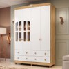 Guarda-Roupa Infantil Elô 4 Portas 4 Gavetas 100% Mdf 4460 Branco Brilho/Amêndoa - Móveis Peroba