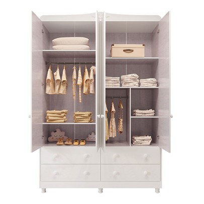 Guarda-Roupa Infantil Elô 4 Portas 4 Gavetas 100% Mdf Branco Brilho - Móveis Peroba