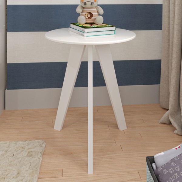 Mesa Infantil Retrô 54 Cm 100% Mdf Branco Brilho - Móveis Peroba